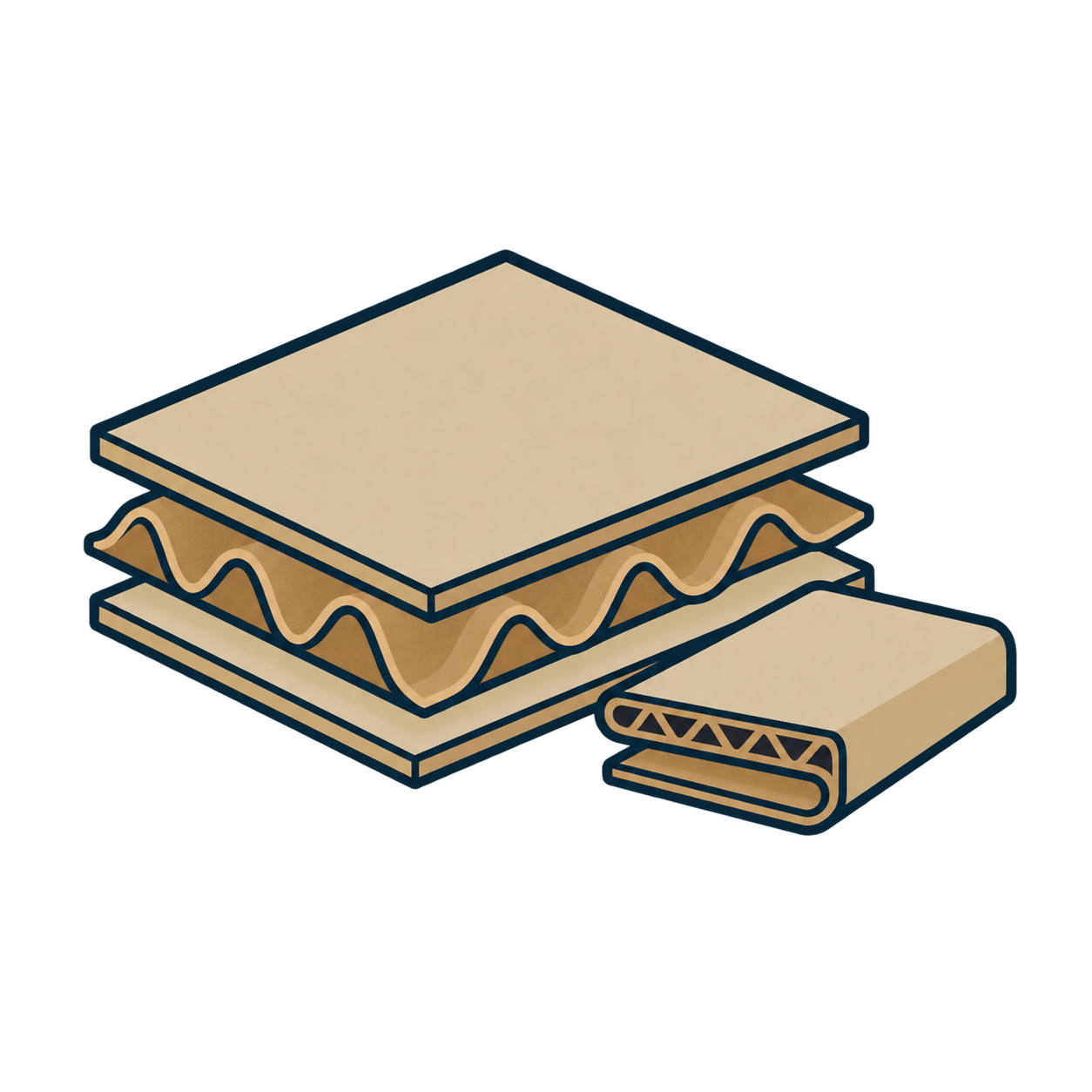 Corrugated board with liner and fluted layers