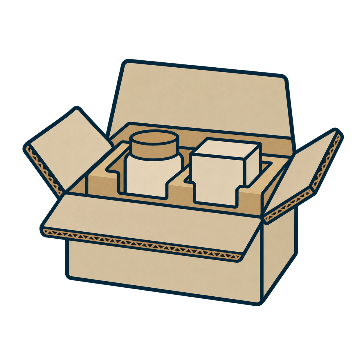 Corrugated carton with protective insert around products