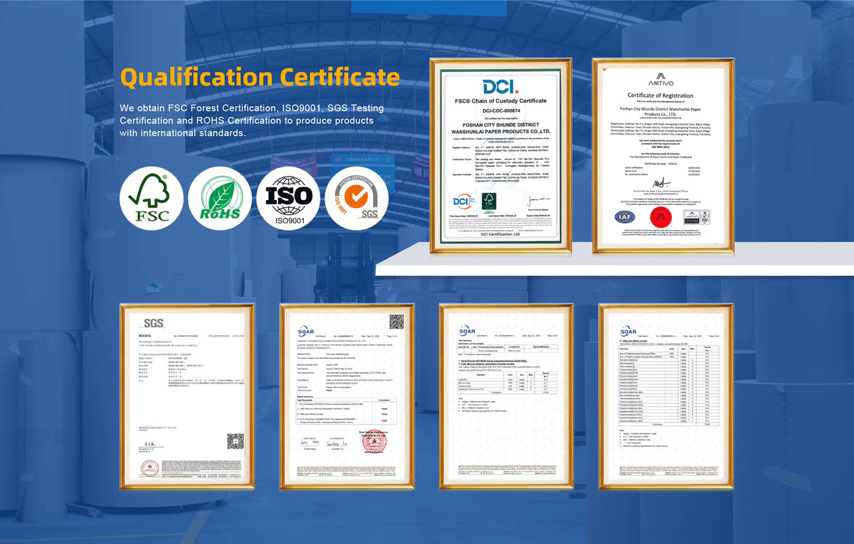 Zhong Cheng Packaging company qualifications and testing documents